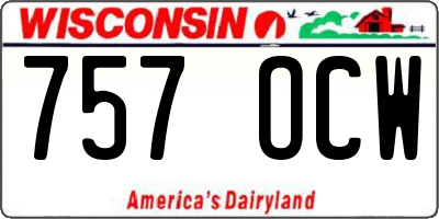 WI license plate 757OCW