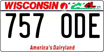 WI license plate 757ODE