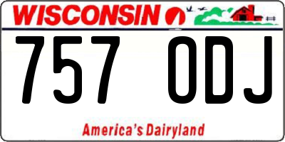 WI license plate 757ODJ