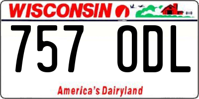 WI license plate 757ODL