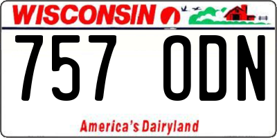 WI license plate 757ODN