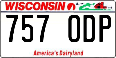 WI license plate 757ODP