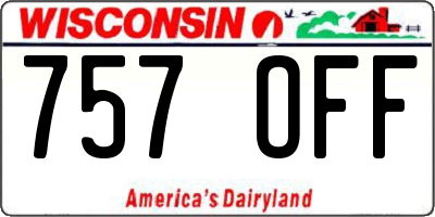 WI license plate 757OFF