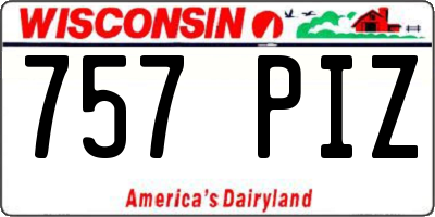 WI license plate 757PIZ