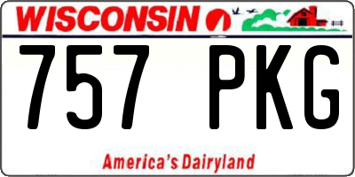 WI license plate 757PKG
