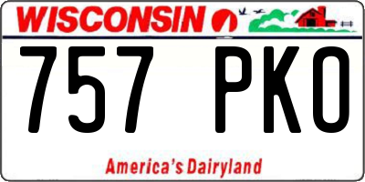 WI license plate 757PKO