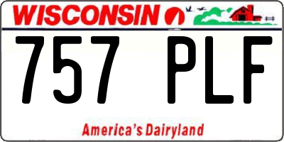 WI license plate 757PLF