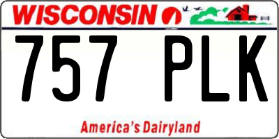 WI license plate 757PLK
