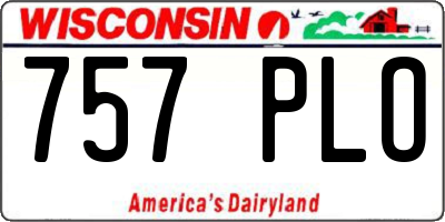 WI license plate 757PLO