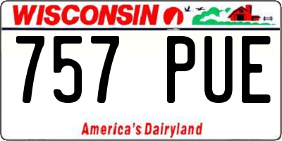 WI license plate 757PUE