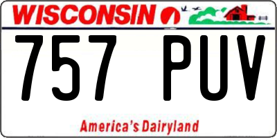 WI license plate 757PUV
