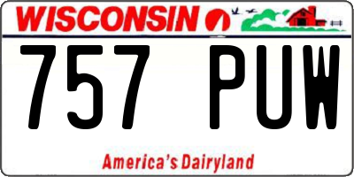 WI license plate 757PUW