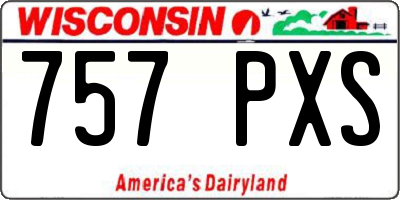 WI license plate 757PXS