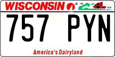WI license plate 757PYN
