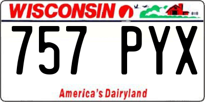 WI license plate 757PYX
