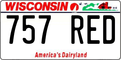WI license plate 757RED