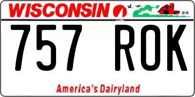 WI license plate 757ROK