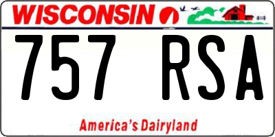 WI license plate 757RSA