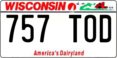 WI license plate 757TOD
