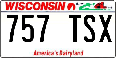 WI license plate 757TSX