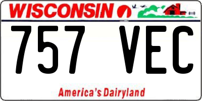 WI license plate 757VEC
