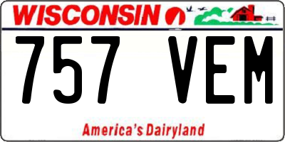 WI license plate 757VEM