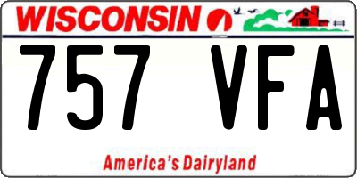 WI license plate 757VFA