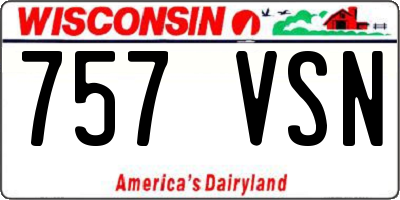 WI license plate 757VSN