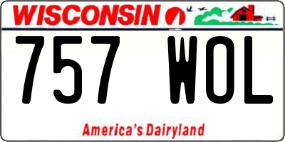 WI license plate 757WOL
