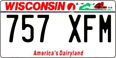 WI license plate 757XFM