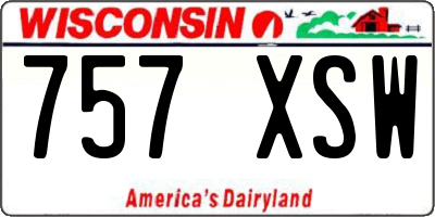 WI license plate 757XSW