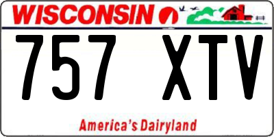 WI license plate 757XTV