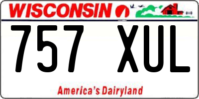 WI license plate 757XUL