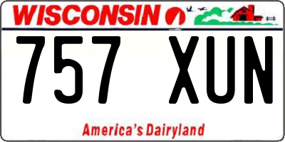 WI license plate 757XUN