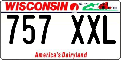 WI license plate 757XXL
