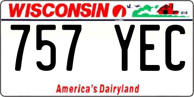 WI license plate 757YEC