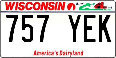 WI license plate 757YEK