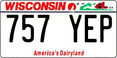 WI license plate 757YEP