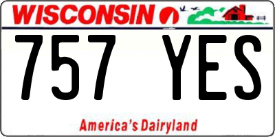 WI license plate 757YES