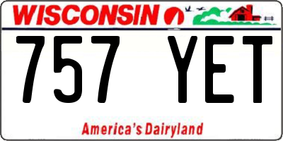 WI license plate 757YET