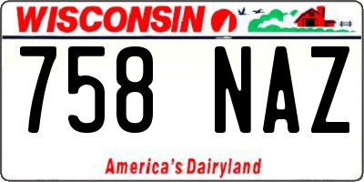 WI license plate 758NAZ