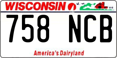 WI license plate 758NCB