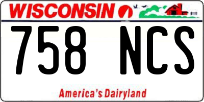 WI license plate 758NCS