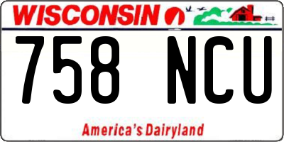 WI license plate 758NCU