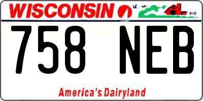 WI license plate 758NEB
