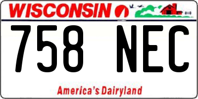 WI license plate 758NEC