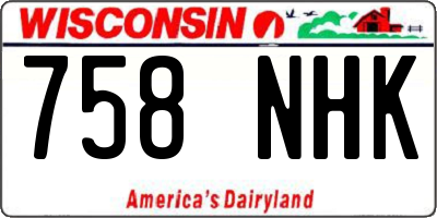 WI license plate 758NHK