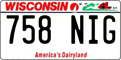 WI license plate 758NIG