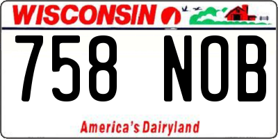 WI license plate 758NOB
