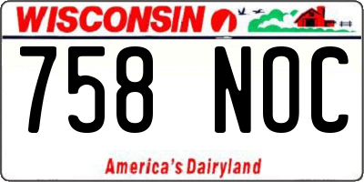 WI license plate 758NOC